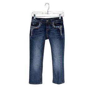 Miss Me Womens Embellished Blue Denim Capri Jeans Size 24